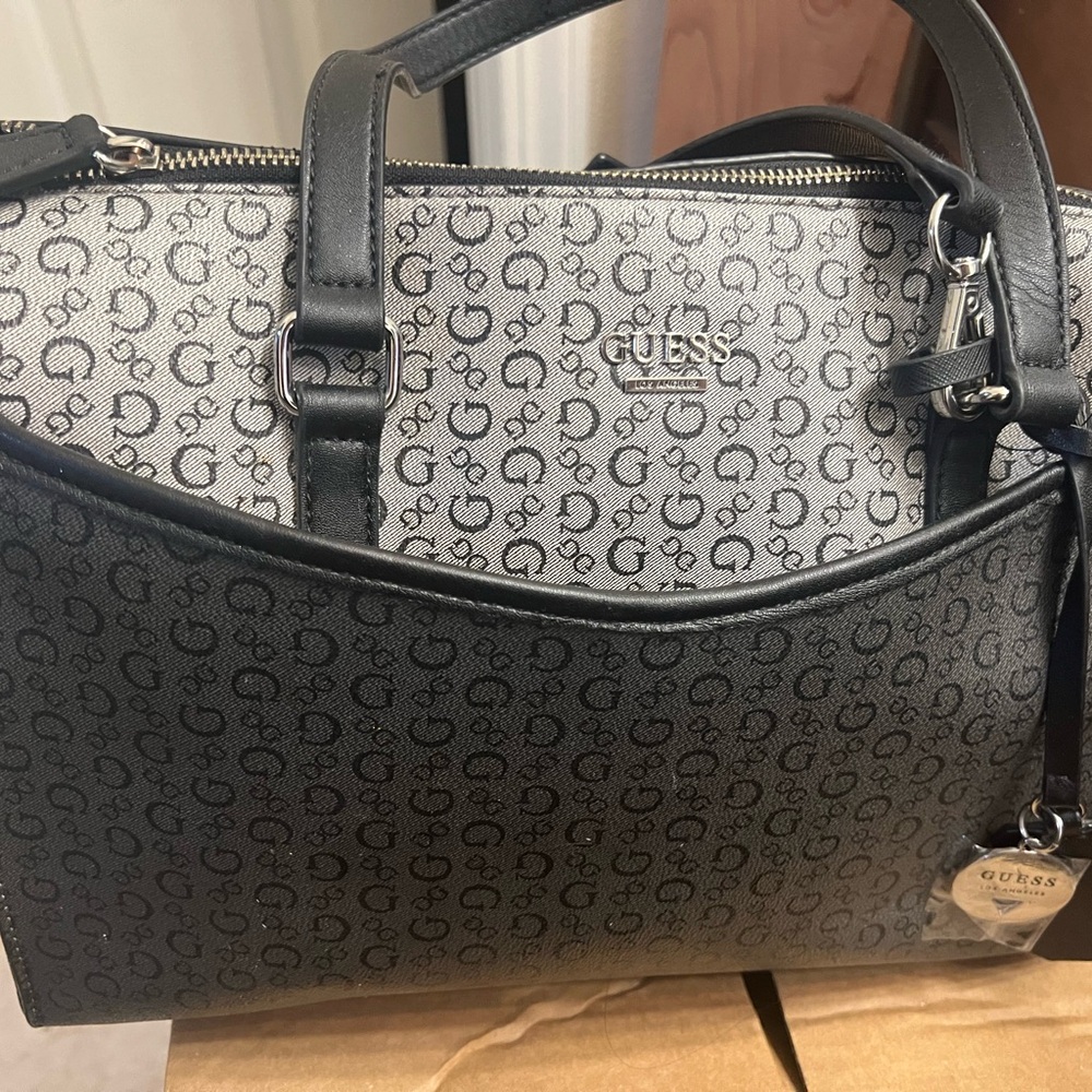 Guess Black and Gray Satchel with Classic Design